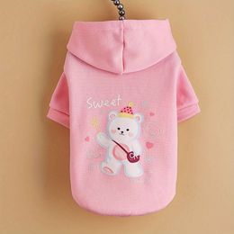 1pc Cute Cartoon Bear Graphic Hoodie, Pet Sweatshirt, All Seasons Universal Dog Clothing