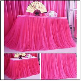 Table Skirt ARICK 100x80cm Wedding Party Tutu Tulle Tableware Cloth Baby Shower Home Decor Skirting Birthday