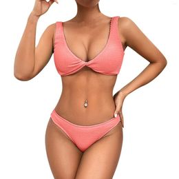 Women's Swimwear Bikini Solid Color Fashion Beach Quick Drying Swimsuit Fashionable And Simple Bikinis Set