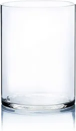 Vases Cylinder Vase Open Width 9" Height 12" Clear Wide Large Diameter Glassware Floral Container Planter Terrarium 1 Piece