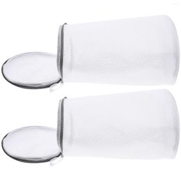 Laundry Bags 2 Pcs Sneakers Mesh Shoe Wash Bag Washer For Home And Care Drying White Flat