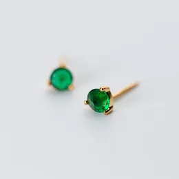 Stud Earrings MloveAcc 925 Sterling Silver Jewellery Fashion Green Stones Small Gift For Girls Kids Teen Lady