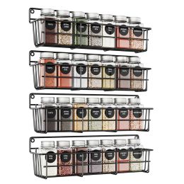 Racks AntiRust 4 Pack Spice Rack Seasoning Organiser Wall Mount Spice Organiser Shelf for Kitchen Cabinet Storage Rack Especiero