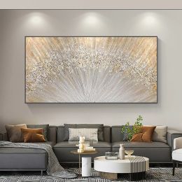 Calligraphy Handmade Oil Painting Abstract Golden Texture Oil Painting on Canvas Original Yellow Minimalist Art Modern Living Room Decor