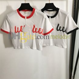 Summer Crop Top T Shirts Letter Print White Tees for Womens Breathable Short Sleeve Pullovers Designer Slim Short Style Sweatshirts