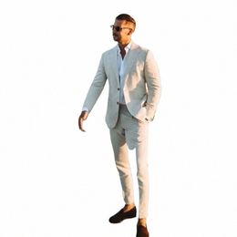 linen Wedding Tuxedos for Groom Summer Slim Fit Men Suits Jacket with Pants Notched Lapel 2 Pieces Set Male Fi Costume 2024 11pC#