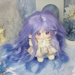 Party Supplies Real picture of 20cm cotton doll purple gradient hair curled wig high temperature wigs long curled wig cover for 33-36cm head circle cosplay