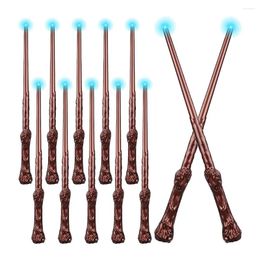 Decorative Flowers 10 Pieces Light Up Wizard Wands Sound Illuminating Toy Wand Witch For Kids Gifts Cosplay Party Costume (Brown)