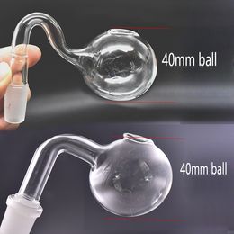 New Arrival Big Size Glass Oil Burner Pipe OD 40mm Ball Bent Oil Burning Pipe 14mm 18mm Male Female Smoking Tobacco Spoon Pipe Hookah Accessories 2style for Option