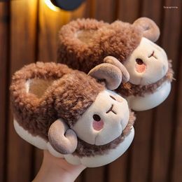 Slippers 2024 Winter Kids Warm Indoor Boys Girls Fashion Cute White Sheep Shoes Children Soft Furry Plush Home Floor Slipper