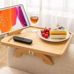 Racks Sofa Tray Table Sofa Armrest ClipOn Tray Natural Wood Tray Mobile tablet notebook can be placed Practical TV Snack Coffee Table