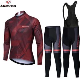 Racing Sets Autumn 2024 Men's Cycling Jersey Set 20D Bib MTB Uniform Bicycle Clothing Quick Dry Bike Clothes Mens Long Wear