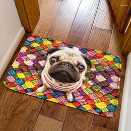 Carpets Printed Cute Pug Dog Entrance Doormat Floor Carpet Bathroom Bedroom Door Mat Bedside Rug Home Decor Kitchen Balcony