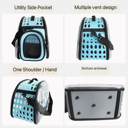 Crossbody Outdoor Pet Bag Breathable Portable Pet Kennel Bag Cat dog Backpack Folding Transparent Cat /dogBag Large Capacity
