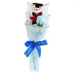 Decorative Flowers Gifts Soap Flower Bouquet Chic Graduation Bear Cartoon Figurine Rose Banquet