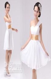 2015 new arrival in stock cheap short bridesmaid dresses one shoulder knee length chiffon Homecoming dresses6461852