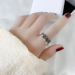 Cluster Rings Retro Punk Tassel Ring Creative Beads Pendant For Women Glossy Personality Multi-layer Braided Open Fashion Jewellery