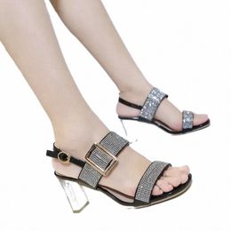 sandals Sandale Femme PVC Jelly Crystal Open Toed High Heels Women Transparent Square Heel Shoes Zandalias De Mujer d2ic#