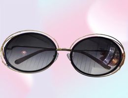 Round Sunglasses CARLINA 114 GOLDTRANSPARENT Brown Shaded women Sun glasses with Case3381042