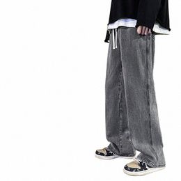 2023 Yeni Kore fi gevşek kot pantolon klasik düz düz bol geniş bacak pantolonları sokak hip hop pantolon 3xl siyah gri mavi f3gb#