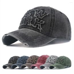 Ball Caps YORK Embroidery Baseball Vintage Spring Summer Outdoor Sports Cotton Sun Hats Distressed Hole Faded Man Women