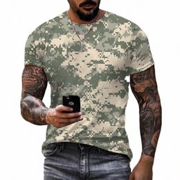 old-style Army Camoue Men's T-shirt Vintage Casual Outdoor Universal Work Clothes Loose Oversized Top Short-sleeved Clothing X5fF#