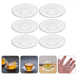 Cups Saucers 6 Pcs Decorative Cup Mat Coffee Table Side Dishes Glass Desktop Clear Small Coasters