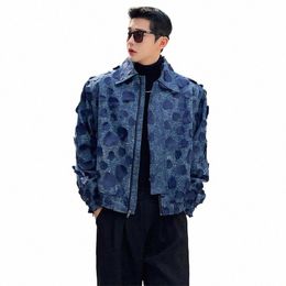 luzhen Korean Fi Men's Elegant Splicing Design Denim Jackets Jacquard Street Trendy Outwear Coat 2024 Free Ship 13bf9c W8PK#