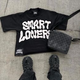 Camisetas masculinas estampas gráficas de hiphop americano de grandes dimensões de grandes dimensões inteligentes harajuku streetwear y2k tops goth homens roupas