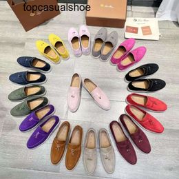 Loro Piano LP LorosPianasl Summer Shoes Suede Topquality Fashion Charms Walk Loafers Comfortable Sporty Soft Saddles Perfect Loafers Luxury Shoes Original Box 354