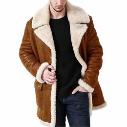 faux Fur Men Jackets Winter Overcoat thickened Plush Lining Lapel Coldproof European Style Leather Lapel Jacket Coat Streetwear f6Yn#