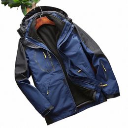 winter 2 In 1 Warm Jacket Sportwear Ski Cam Coat Softshell Waterproof Outdoor Jacket Men Windbreaker Climbing Hiking Coats K7kj#