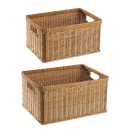 Baskets Woven Wicker Storage Box Snack Organiser Handmade Straw Laundry Kids Toy Container Desktop Sundries Container With Handles