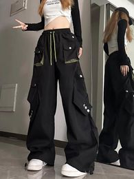 Women's Pants Black Gothic Baggy Cargo Jogger Harajuku Streetwear Y2k 2000s High Waist Parachute Vintage Trousers Clothes