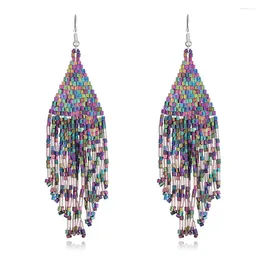 Hoop Earrings 1 Pair Handmade Bohemian Tassel With Beaded Fringe Design Clip On Stud Cool For Women