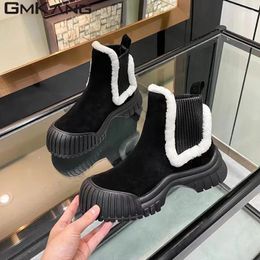 Boots 2024 Wool Short Women's Round Head Lacing Ankle Track Shoes Casual Flat Bottom Motorcycle Botas