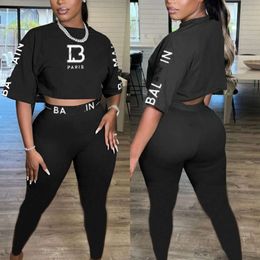 Fashion 2024 Womens Tracksuits Two Piece Set Letter Printing Tight Long Sleeved Pants Outfits