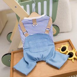 Dog Apparel Fashion Stripe Design Jumpsuit Clothes Denim Overalls Small Dogs Clothing Cat Comfortable Soft Kawaii Pet Items Wholesale