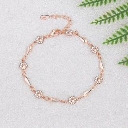 Charm Bracelets Sier Bracelet New Woman Fashion Jewellery High Quality Retro Simple Flower Diy Golden Rose Gold Drop Delivery Otmuk