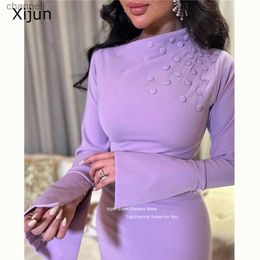 Urban Sexy Dresses Xijun Lilac Evening Dress Long Sleeves Ankle Length Party Prom Gowns Formal Occasion Short 2023 For Women Vestido yq240327