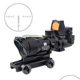 Hunting Scopes Acog Fibre Ce Scope 4X32 Green Illuminated Riflescope With Rmr Mini Red Dot Sight Glass Etched Reticle Optics Drop Deli Dhnqe