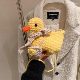 Shoulder Bags Korean Fashion For Women Woollen Knitting Handmade Crossbody Lovely Duck Purse Phone Bag Mini Bolso Mujer