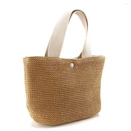 Shoulder Bags 2024 One Size Sweet Shoudler Bag Temperament Design Grass Weave Fashion Simple Portable Bucket Handbag Straw Totes