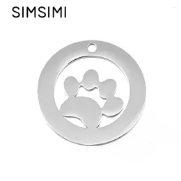 Pendant Necklaces Simsimi Dog In Annulus Round Charms Personalized Both Sides Mirror Polished Stainless Steel Wholesale 10pcs