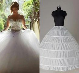 White Ball Gown 6 Hoops Petticoat Wedding Slip Crinoline In Stock Bridal Underskirt Layers Slip Skirt Crinoline For Quinceanera Dress