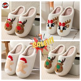 New Comfortable Home Cute Cartoon Santa Claus Winter Cotton Slippers Couples Warm Cotton GAI soft Fluffy House cute Christmas Designer Elk Lovely 2024