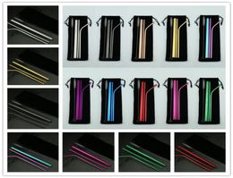 10 Colours Reusable Stainless Steel Straw Set With Cleaner Brush Colourful Straw Smoothies Drinking Straws Bar Drinking Tool5617381