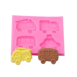 Baking Moulds Cartoon Car Silicone Mould Fondant Cake Chocolate Cookie Decorating Candy Compatible With Machines Stand Popping