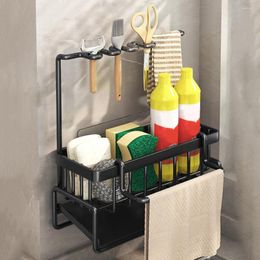 Kitchen Storage Multifunctional Sink Drying Rack Space Saver Rustproof Sponge Holder Dish Organizer Countertop Organization