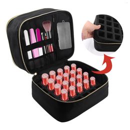 Cosmetic Bags Nail Polish Organiser With Handle Travel Carrying Case Double Layer 30 Bottles Home Portable Zipper Manicure Tools Lamp